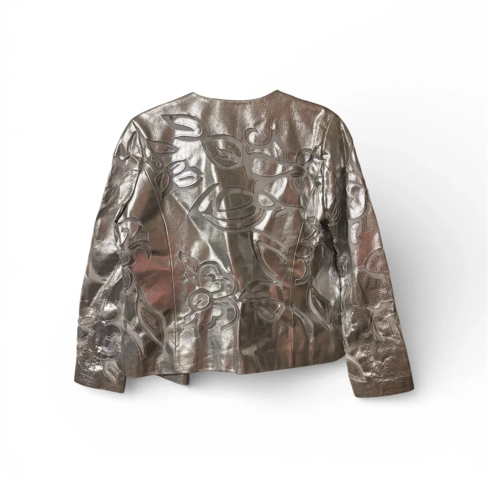Chico's 25th Anniversary "Odile" Metallic Leather Jacket - Picture 3 of 5